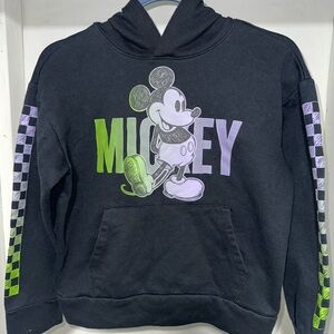 Black Mickey Mouse Hoodie with Green and Purple Accents